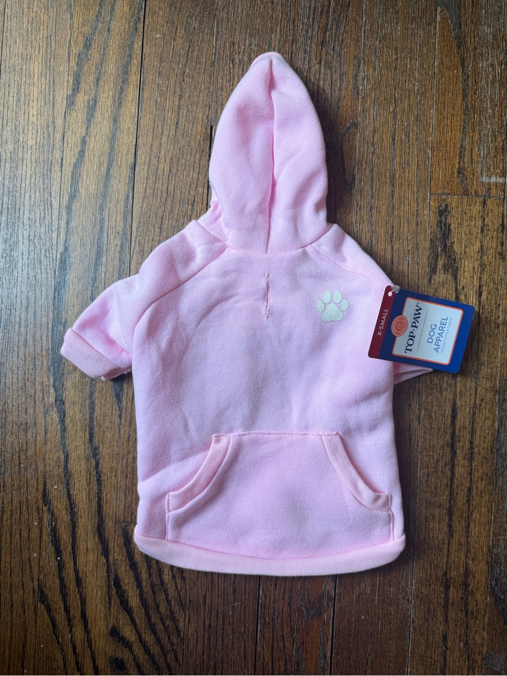 Top Paw Light Pink Pullover Dog Hoodie with Paw Accent